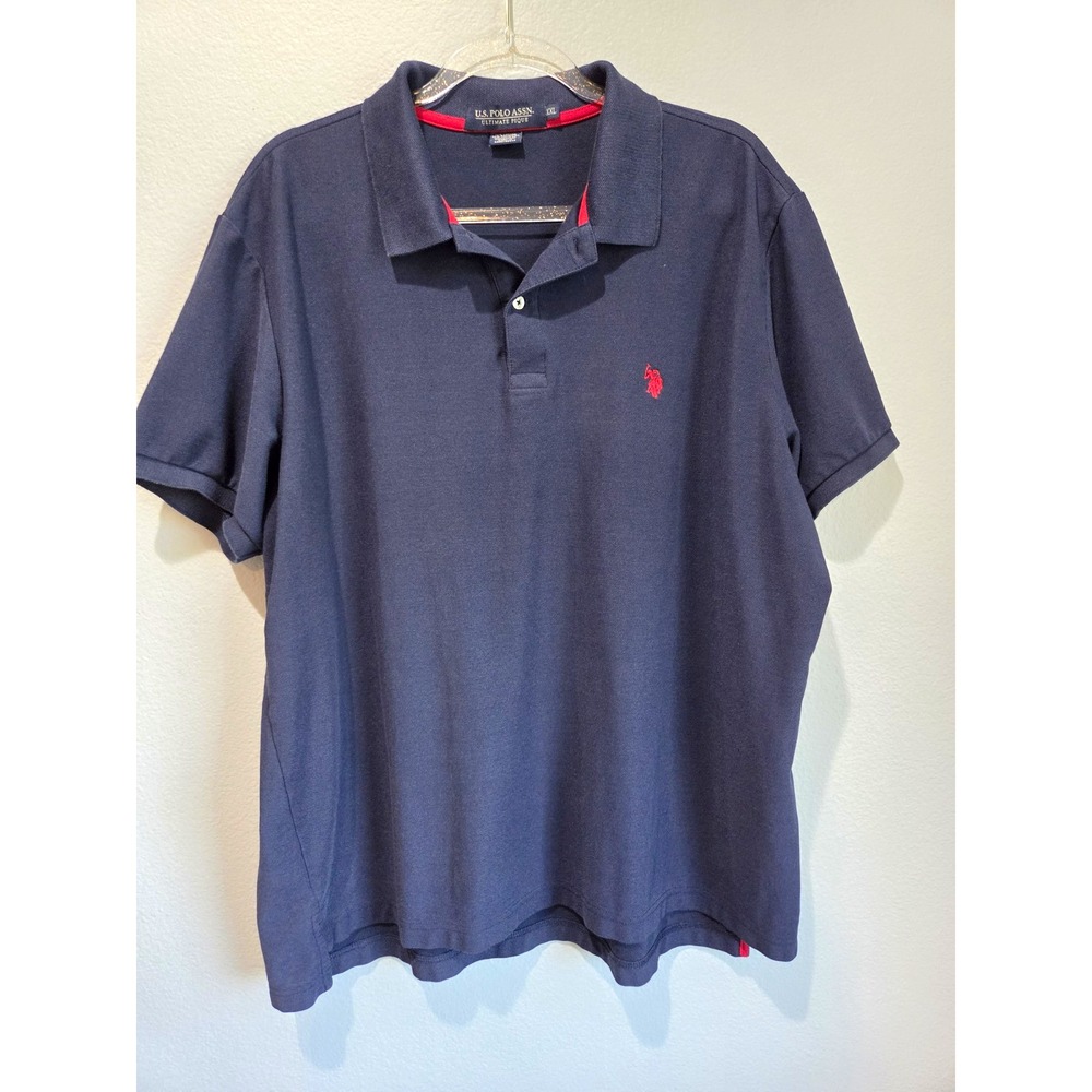 U.S. Polo Assn. Ultimate Pique Men's Solid Blue Pique Polo Shirt XXL Logo